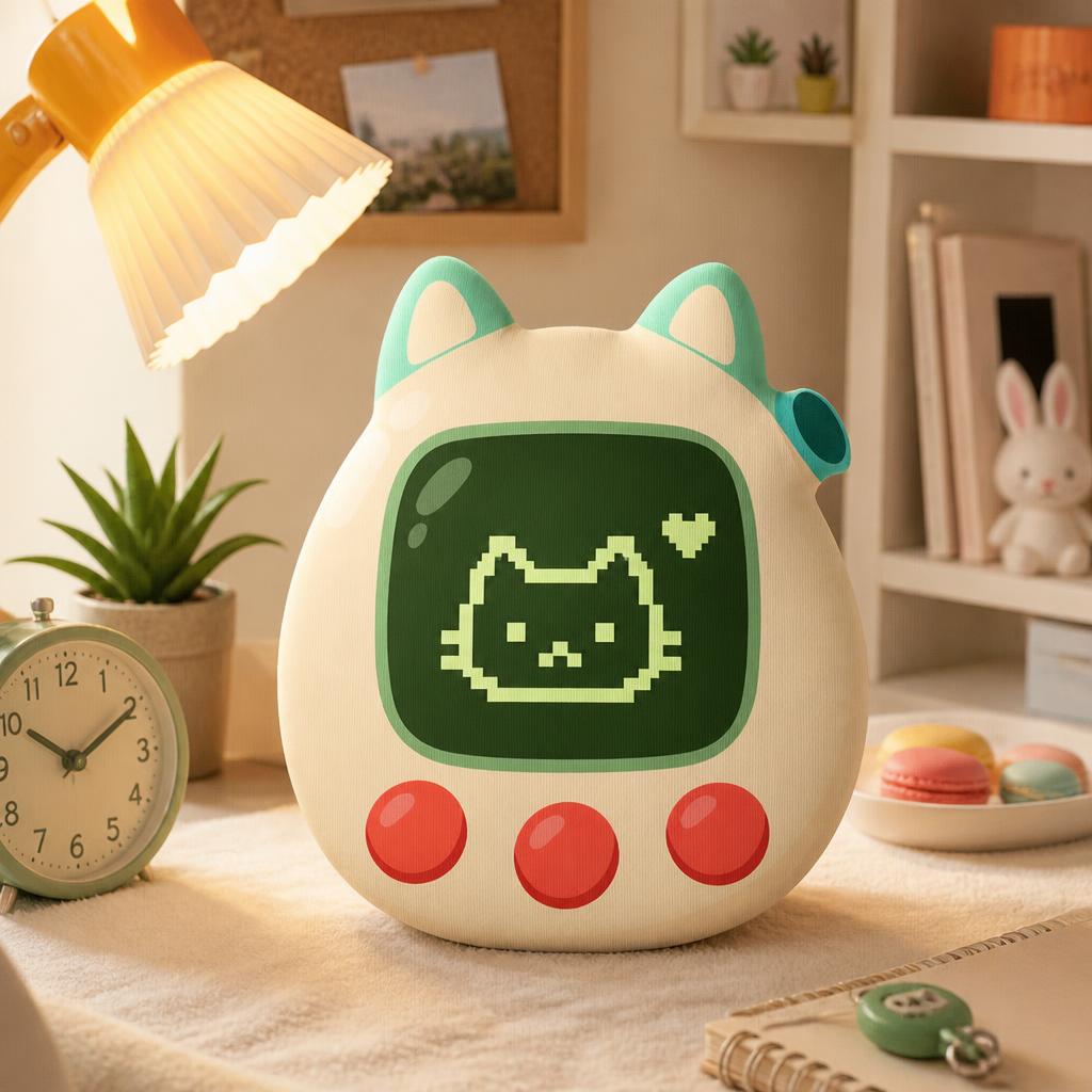 Retro Gaming Ideas - Retro Virtual Pet Egg Throw Pillow