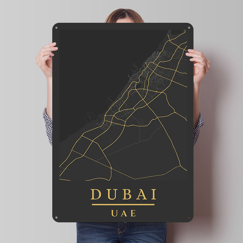 Retro Gaming Desk - Dubai UAE Map Art Printed Poster