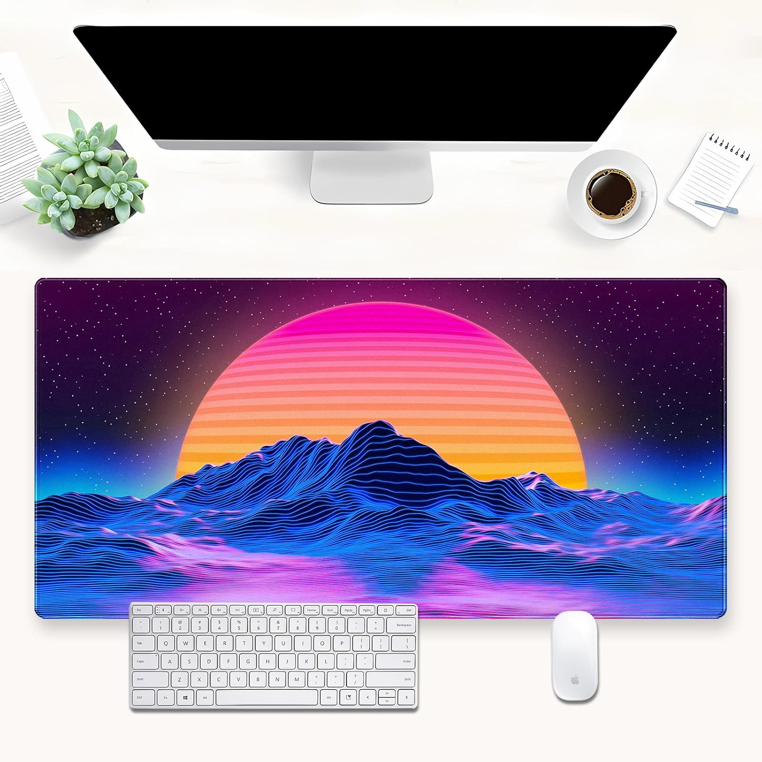 Retro Synthwave Mountain Sun D - Retro Gaming Desk recension och pris