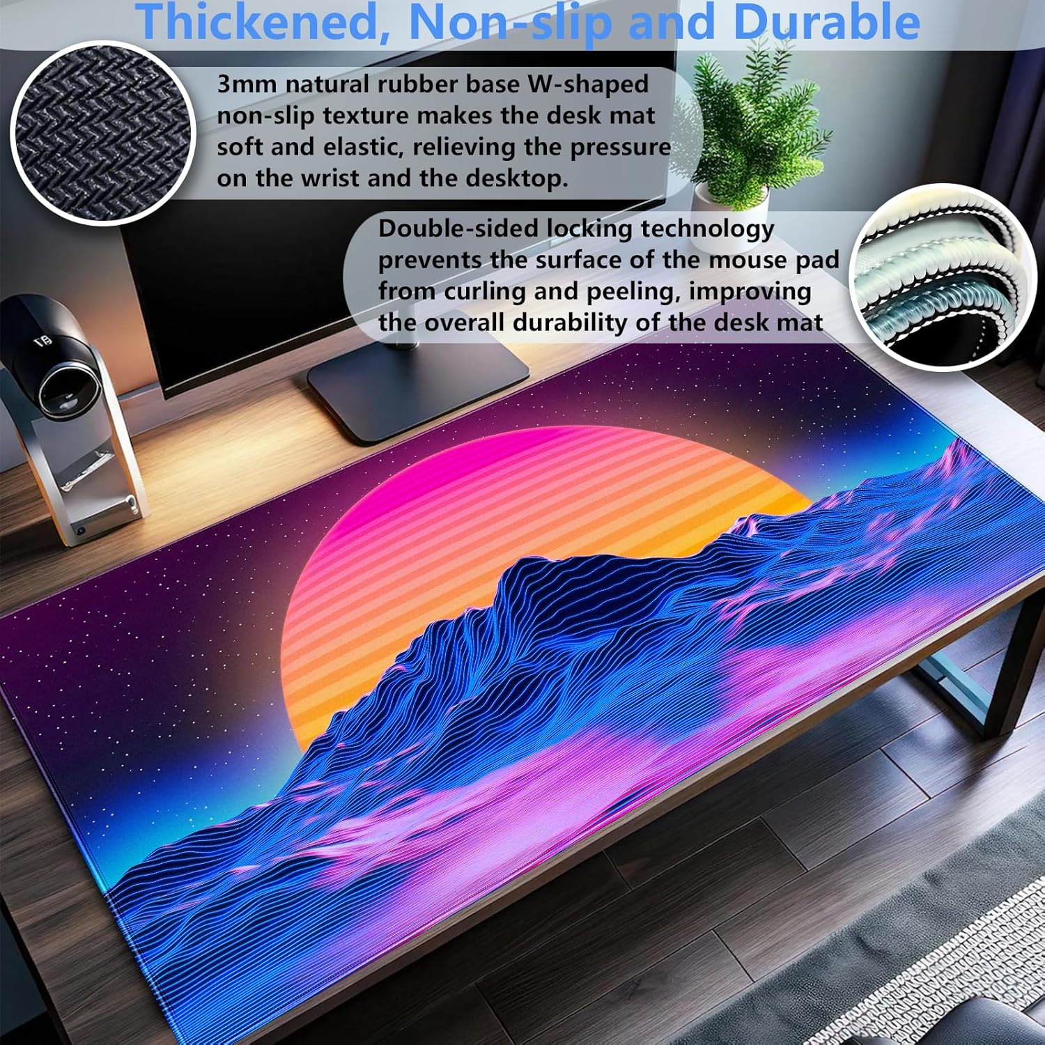 Retro Synthwave Mountain Sun D - Retro Gaming Desk recension och pris