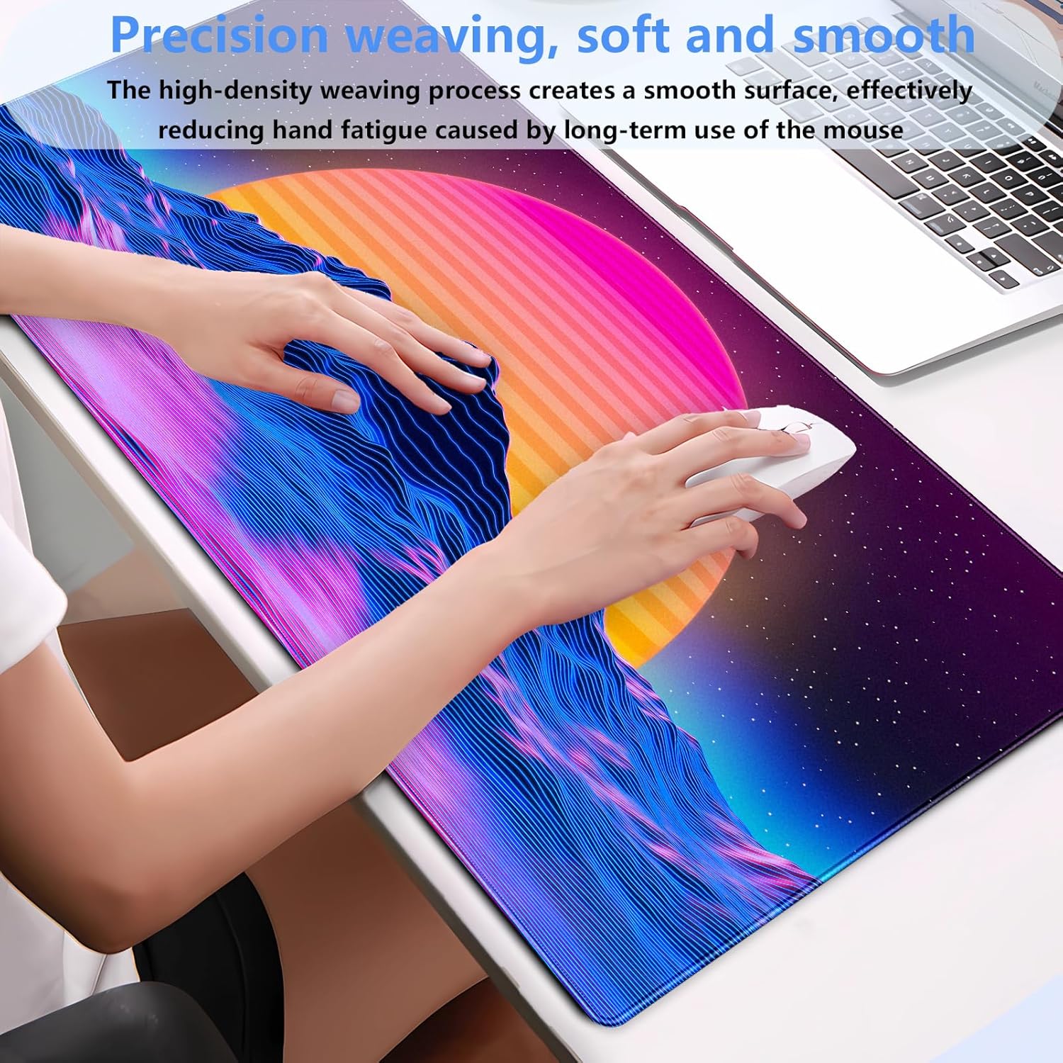 Retro Synthwave Mountain Sun D - Retro Gaming Desk recension och pris