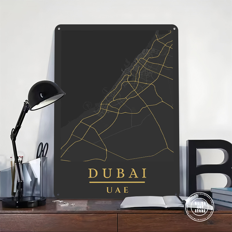 Dubai UAE Map Art Printed Post - Retro Gaming Desk recension och pris