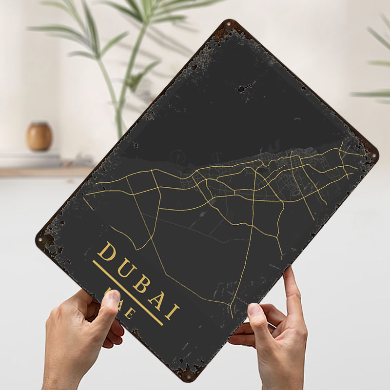 Dubai UAE Map Art Printed Post - Retro Gaming Desk recension och pris