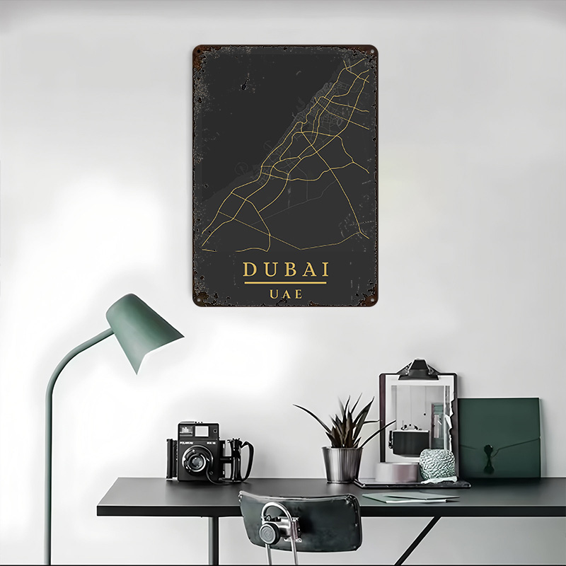 Dubai UAE Map Art Printed Post - Retro Gaming Desk recension och pris